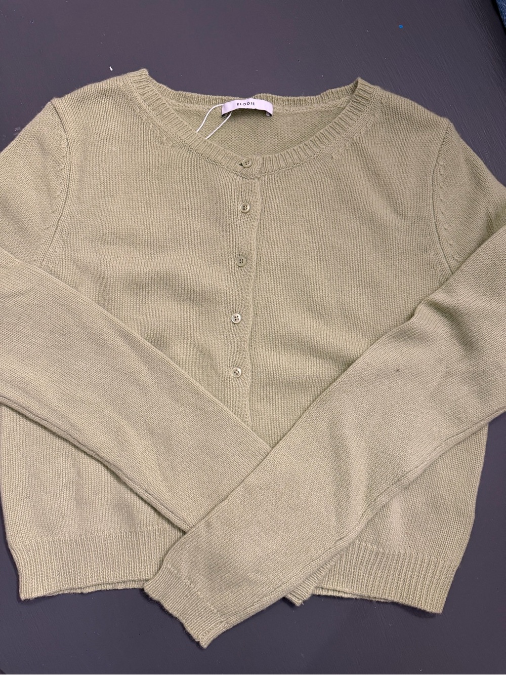 Elodie Olive Green Button-Front Knit Cardigan - DARKER IN PERSON